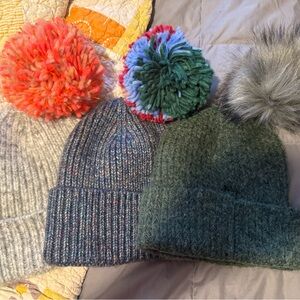 Anthropologie Colorful interchangeable Pom-Pom and Beanies